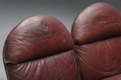 Gae Aulenti Three Seater Arcata by Gae Aulenti Walnut and Burgundy Leather 1968 - 3405803