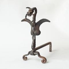 Gaetano Borsani Italian Wrought Iron Dragon Andirons 1920s - 3864062