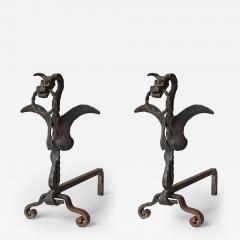 Gaetano Borsani Italian Wrought Iron Dragon Andirons 1920s - 3867100