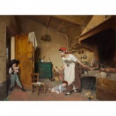 Gaetano Chierici Large antique oil painting by Chierici entitled The Mask 1869 - 3667383