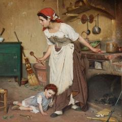 Gaetano Chierici Large antique oil painting by Chierici entitled The Mask 1869 - 3667386