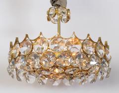 Gaetano Sciolari 1960s Gilt brass and Crystal Pendant Chandelier by Sciolari for Palwa - 1316716