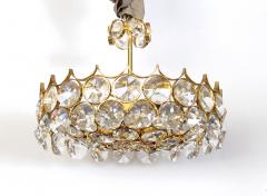 Gaetano Sciolari 1960s Gilt brass and Crystal Pendant Chandelier by Sciolari for Palwa - 1316717