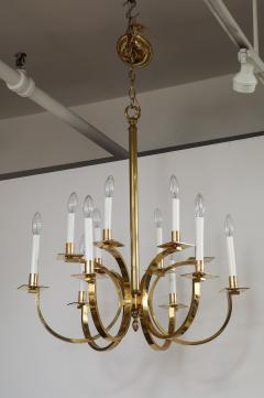 Gaetano Sciolari 1970s 12 Arm Italian Brass Chandelier Attributed To Gaetano Sciolari - 3622401