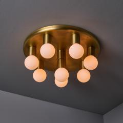 Gaetano Sciolari 1970s Brass 8 Bulb Flush Mount Attributed to Gaetano Sciolari - 4388258