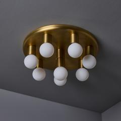 Gaetano Sciolari 1970s Brass 8 Bulb Flush Mount Attributed to Gaetano Sciolari - 4388259