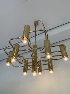 Gaetano Sciolari Brass Chandelier by Sciolari for Boulanger Belgium 1970s - 1629802