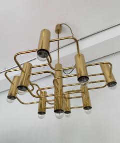 Gaetano Sciolari Brass Chandelier by Sciolari for Boulanger Belgium 1970s - 1629809