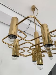 Gaetano Sciolari Brass Chandelier by Sciolari for Boulanger Belgium 1970s - 1629811