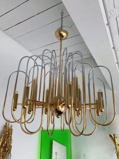 Gaetano Sciolari Brass Chandeliers Astrolab by Sciolari Italy 1970s - 1054672
