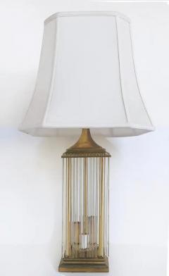 Gaetano Sciolari Brass and Glass Rod Table Lamps Gaetano Sciolari Lightolier Attributed Pair - 3532749