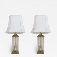 Gaetano Sciolari Brass and Glass Rod Table Lamps Gaetano Sciolari Lightolier Attributed Pair - 3539213