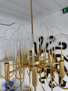 Gaetano Sciolari Chandelier Astrolab Brass and Glass by Sciolari Italy 1970s - 2278082