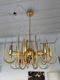 Gaetano Sciolari Chandelier Astrolab Brass and Glass by Sciolari Italy 1970s - 2278084