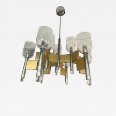 Gaetano Sciolari Chandelier Brass Chrome and Murano Glass by Sciolari Italy 1970s - 3944705