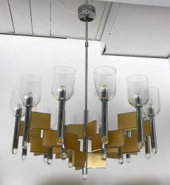 Gaetano Sciolari Chandelier Brass Chrome by Sciolari Italy 1970s - 592117