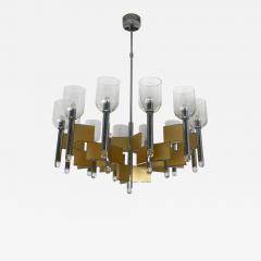 Gaetano Sciolari Chandelier Brass Chrome by Sciolari Italy 1970s - 594471