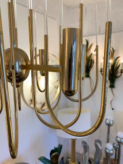 Gaetano Sciolari Chandelier Brass and Glass Astrolab by Sciolari Italy 1970s - 1206811