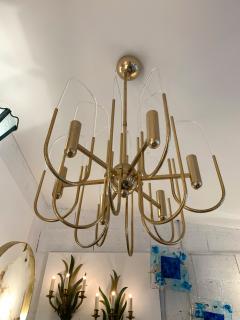 Gaetano Sciolari Chandelier Brass and Glass Astrolab by Sciolari Italy 1970s - 1206812