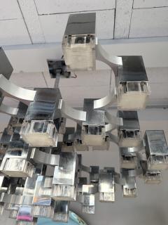 Gaetano Sciolari Chandelier Cubic 57 Lights Metal Chrome and Lucite by Sciolari Italy 1970s - 4475911