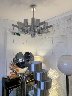 Gaetano Sciolari Chandelier Metal Chrome and Glass by Sciolari for Stilkronen Germany 1970s - 1677952