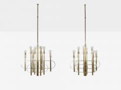 Gaetano Sciolari Gaetano Sciolari Brass Metal Glass Pendant Lights Italy 1970s - 4263935