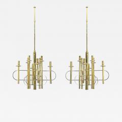 Gaetano Sciolari Gaetano Sciolari Brass Metal Glass Pendant Lights Italy 1970s - 4267145