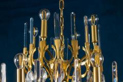 Gaetano Sciolari Gaetano Sciolari Brass and Glass Chandelier Italy 1960s - 2847309