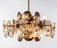 Gaetano Sciolari Gaetano Sciolari Fabulous Brass and Glass Lens Chandelier Italy 1960s - 3620778