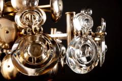Gaetano Sciolari Gaetano Sciolari Fabulous Brass and Glass Lens Chandelier Italy 1960s - 3620782