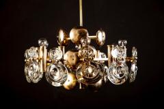 Gaetano Sciolari Gaetano Sciolari Fabulous Brass and Glass Lens Chandelier Italy 1960s - 3620783