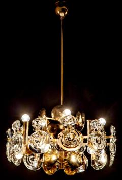 Gaetano Sciolari Gaetano Sciolari Fabulous Brass and Glass Lens Chandelier Italy 1960s - 3620784