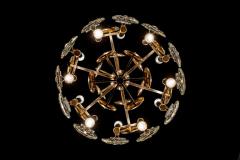 Gaetano Sciolari Gaetano Sciolari Fabulous Brass and Glass Lens Chandelier Italy 1960s - 3620785