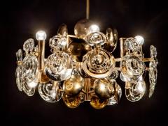 Gaetano Sciolari Gaetano Sciolari Fabulous Brass and Glass Lens Chandelier Italy 1960s - 3620786