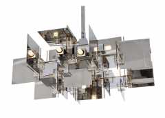 Gaetano Sciolari Gaetano Sciolari Geometric Chrome Panel and Lucite Cube Chandelier - 2726063