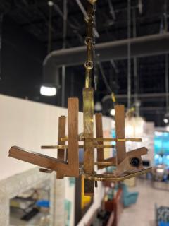 Gaetano Sciolari Gaetano Sciolari Italian Modern Wood and Brass Eight Light Chandelier - 4272721