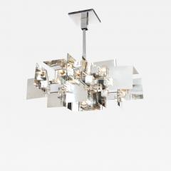 Gaetano Sciolari Gaetano Sciolari Mid Century Modern Cubist Polished Chrome Lucite Chandelier - 1873481