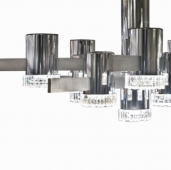 Gaetano Sciolari Gaetano Sciolari Modernist Chrome and Brushed Aluminum Chandelier 1960s - 4262630