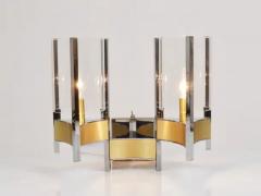 Gaetano Sciolari Gaetano Sciolari Pair Large Wall Lights Sconces Chrome Brass Glass 1970s - 4105903