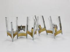 Gaetano Sciolari Gaetano Sciolari Pair Large Wall Lights Sconces Chrome Brass Glass 1970s - 4105923
