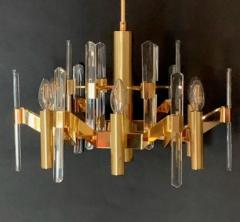 Gaetano Sciolari Gaetano Sciolari Six Light Chandelier Gold Plated Brass and Vertical Faceted - 4793080