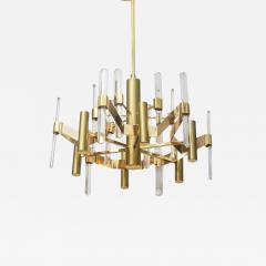 Gaetano Sciolari Gaetano Sciolari Six Light Chandelier Gold Plated Brass and Vertical Faceted - 4793198
