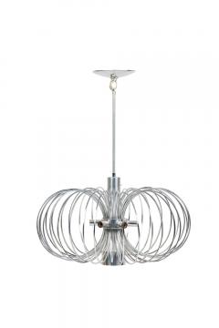 Gaetano Sciolari Gaetano Sciolari for Lightolier Italian Mid Century Round Metal Cage Chandelier - 4272656