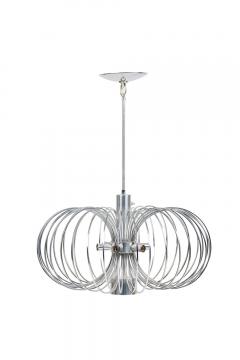 Gaetano Sciolari Gaetano Sciolari for Lightolier Italian Mid Century Round Metal Cage Chandelier - 4272657