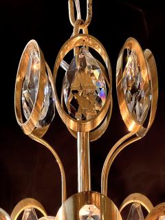 Gaetano Sciolari Gaetano Sciolari for Palwa Gilt brass and Crystal 6 light Pendant Chandelier - 3483121