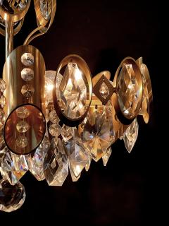 Gaetano Sciolari Gaetano Sciolari for Palwa Gilt brass and Crystal 6 light Pendant Chandelier - 3483123