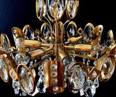 Gaetano Sciolari Gaetano Sciolari for Palwa Gilt brass and Crystal 6 light Pendant Chandelier - 3483125