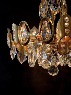 Gaetano Sciolari Gaetano Sciolari for Palwa Gilt brass and Crystal 6 light Pendant Chandelier - 3483127