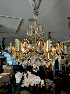 Gaetano Sciolari Gaetano Sciolari for Palwa Gilt brass and Crystal 6 light Pendant Chandelier - 3483128