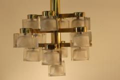 Gaetano Sciolari Italian Large Gaetano Sciolari Ice Cube Glass Chandelier - 124421